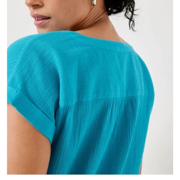 Talbots Gauze Popover Coral Blouse with Short Sleeves Size S - Picture 6 of 6